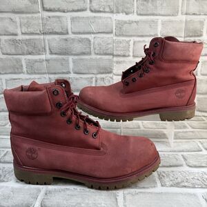 Timberland Men's Size 11 Red Suede 6 inch Premium Waterproof Boots
